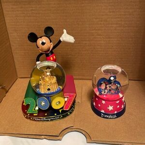 Walt Disney World Mickey Mouse 2007 & 60 Years 2 Snow Globe Figurine